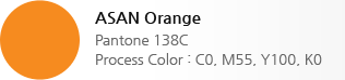 ASAN Orange,Pantone 138C,Process Color : C0, M55, Y100, K0